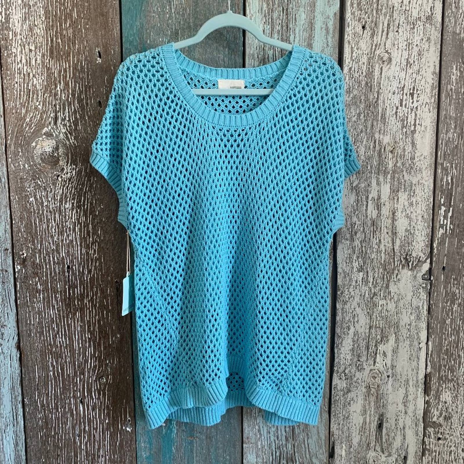 Dept 222 Short-Sleeve Sweater Blue 1x